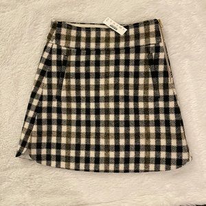 jcrew plaid/checkered black and white wool skirt